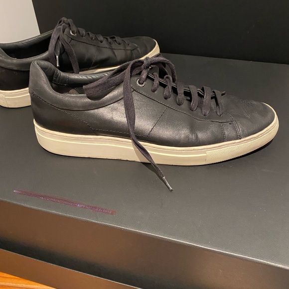 HUGO BOSS Men’s Black Leather Sneakers Sz 40 - Picture 5 of 9